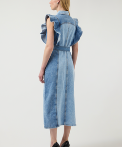 YAS | CAWI SL DENIM LONG DRESS - MEDIUM BLUE DENIM