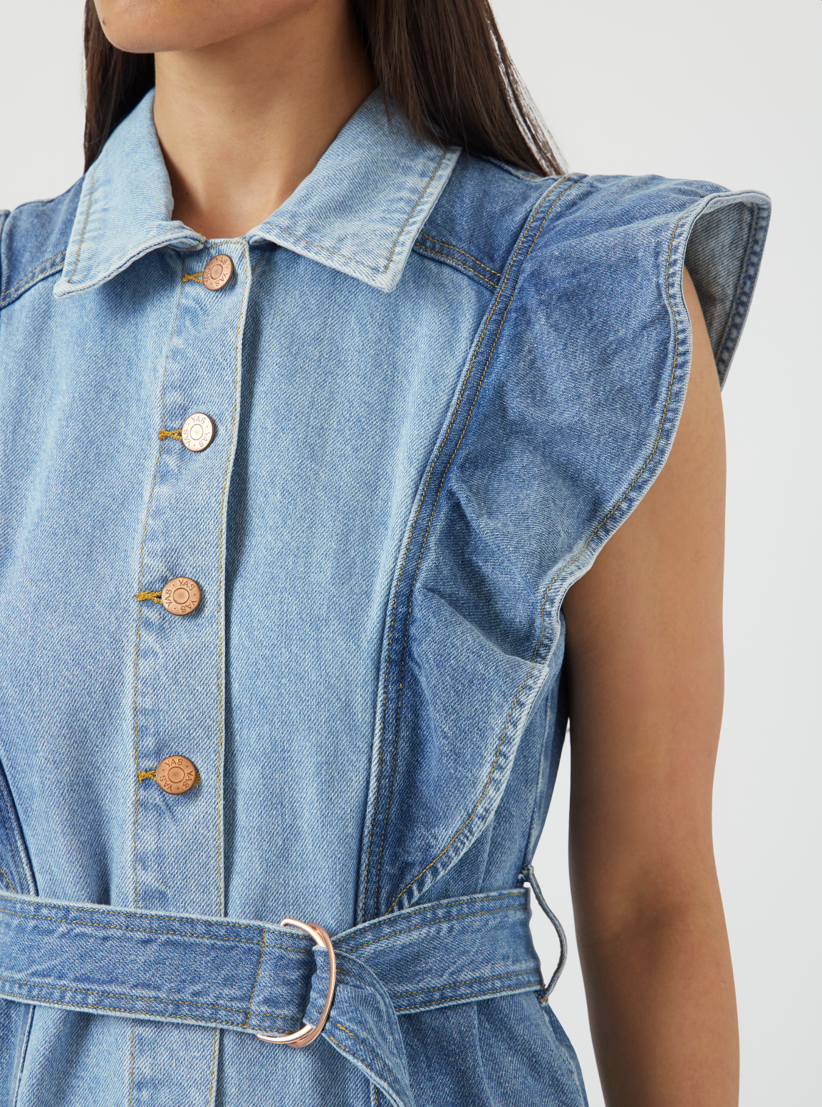 YAS | CAWI SL DENIM LONG DRESS - MEDIUM BLUE DENIM
