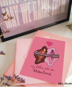 KUT. Illustraties | A6 KAART - WIJ HEBBEN ECHT EEN KLITTENBAND