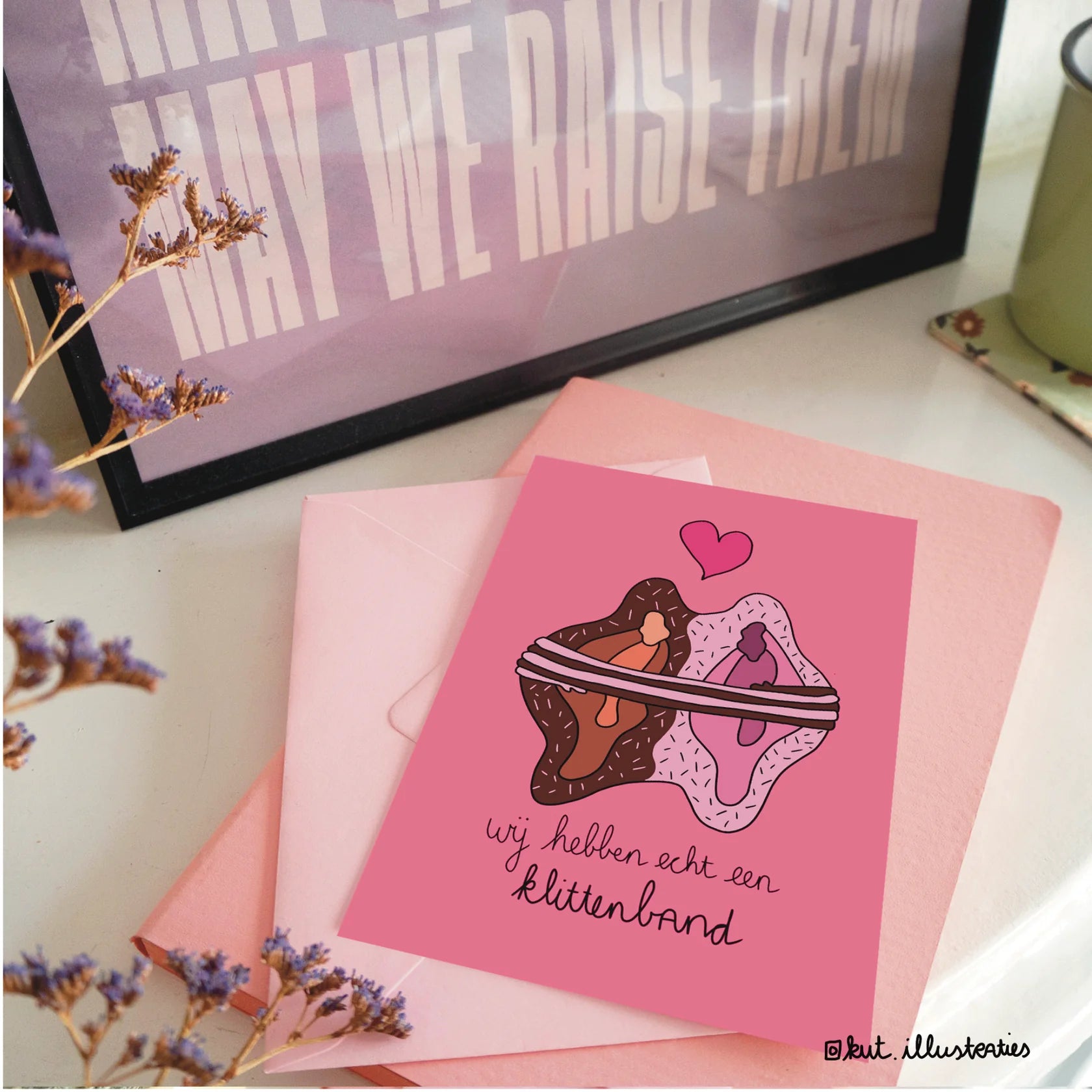 KUT. Illustraties | A6 KAART - WIJ HEBBEN ECHT EEN KLITTENBAND