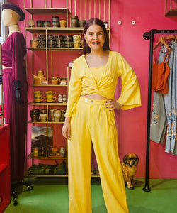 BERAWA LUXE | GREER LINEN PANTS - PASTEL YELLOW