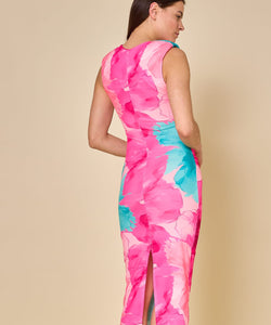 POPPY CUT-OUT MESH DRESS - FUCHSIA