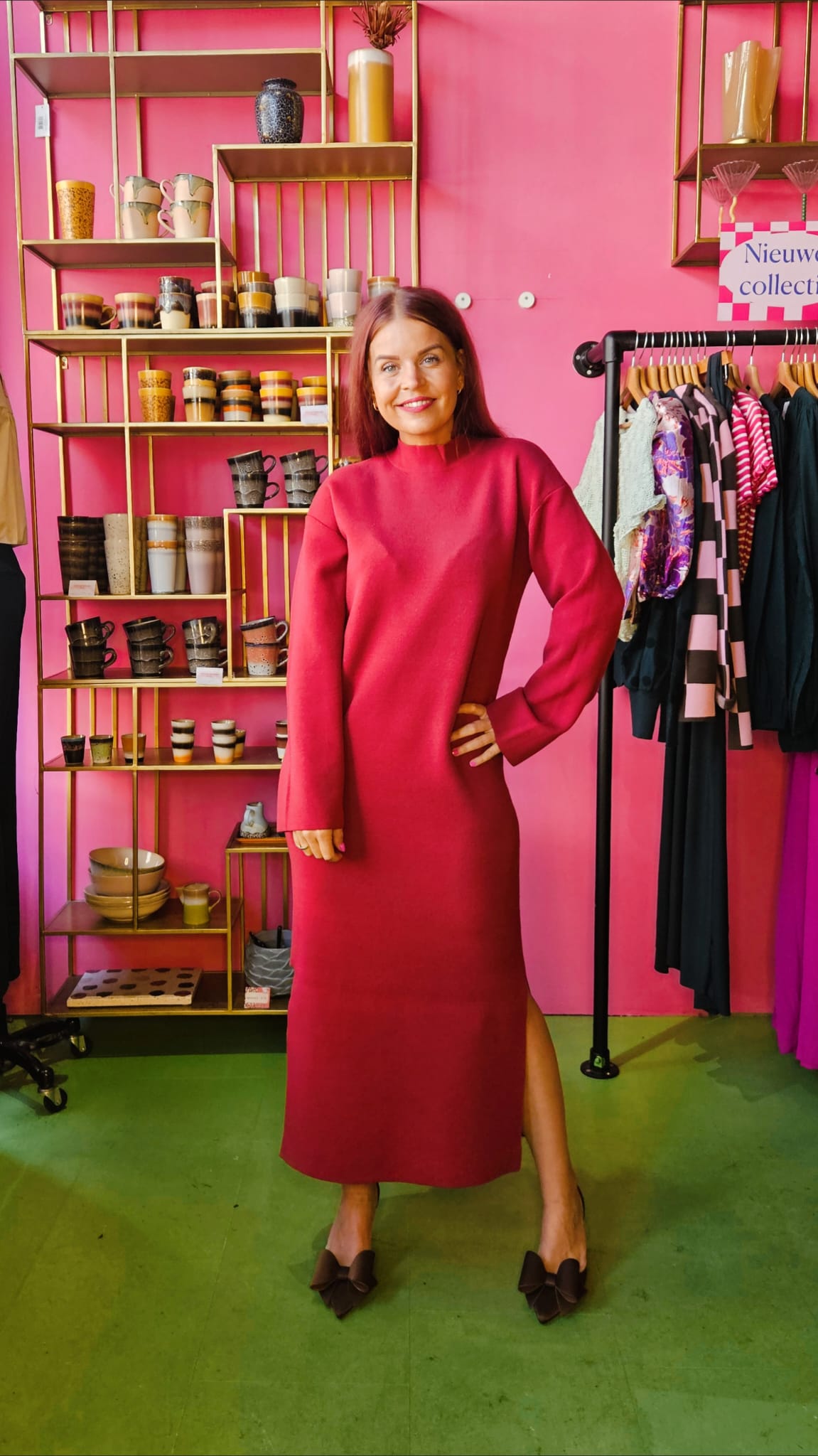 Y.A.S | ELMA LS LONG KNIT DRESS - TIBETAN RED