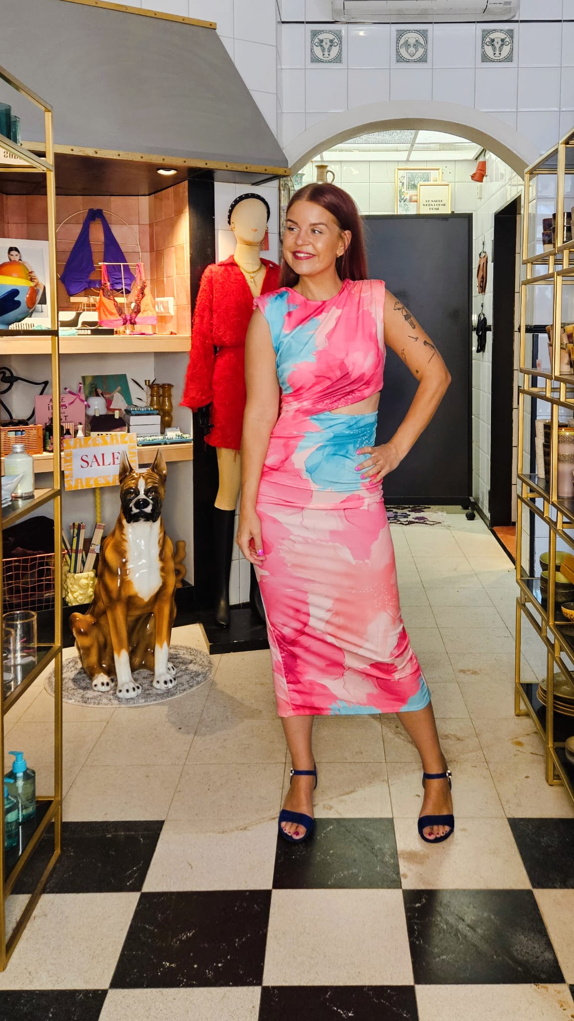 POPPY CUT-OUT MESH DRESS - FUCHSIA