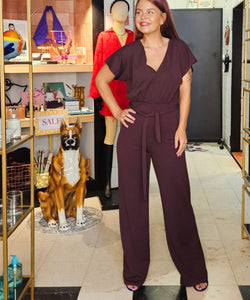 JUMPSUIT | GIRL V-NECK - DEEP BORDEAUX
