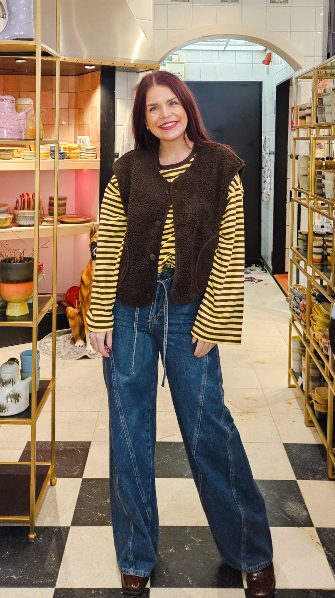 SAMMIE STRIPED SHIRT - YELLOW/BROWN
