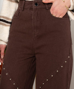 THALIA STUD JEANS - BROWN