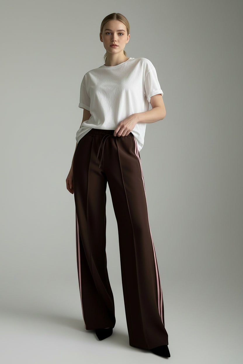 JOSJE TRACKING PANTS - BROWN/PINK
