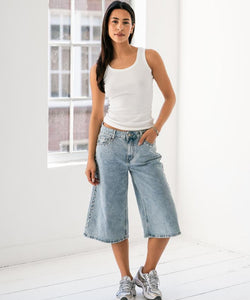 BENNY STUDDED DENIM JORTS - BLUE