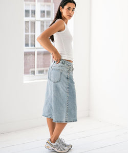 BENNY STUDDED DENIM JORTS - BLUE