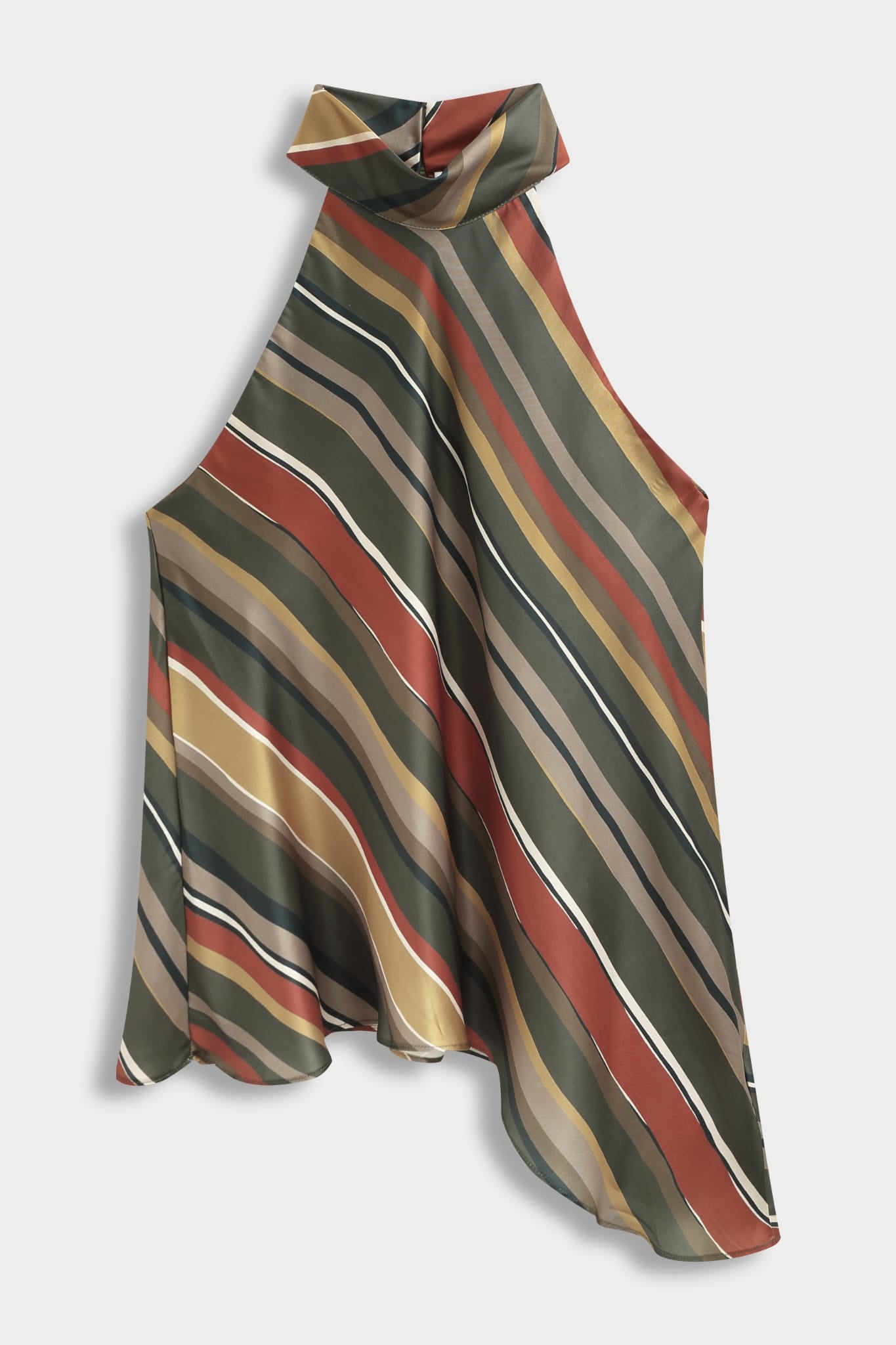 SISLEY HALTER TOP - GREEN STRIPES