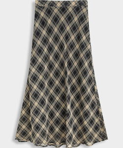 THALIA CHECKED SKIRT - BLUE
