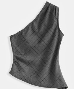 DOMINIQUE ASYMMETRIC TOP - GREY CHECK