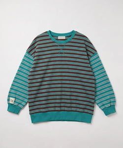 BLAKE STRIPED PULLOVER - AQUA/BROWN