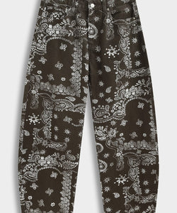 MEES PAISLEY BARREL JEANS - BROWN