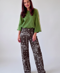 MEES PAISLEY BARREL JEANS - BROWN