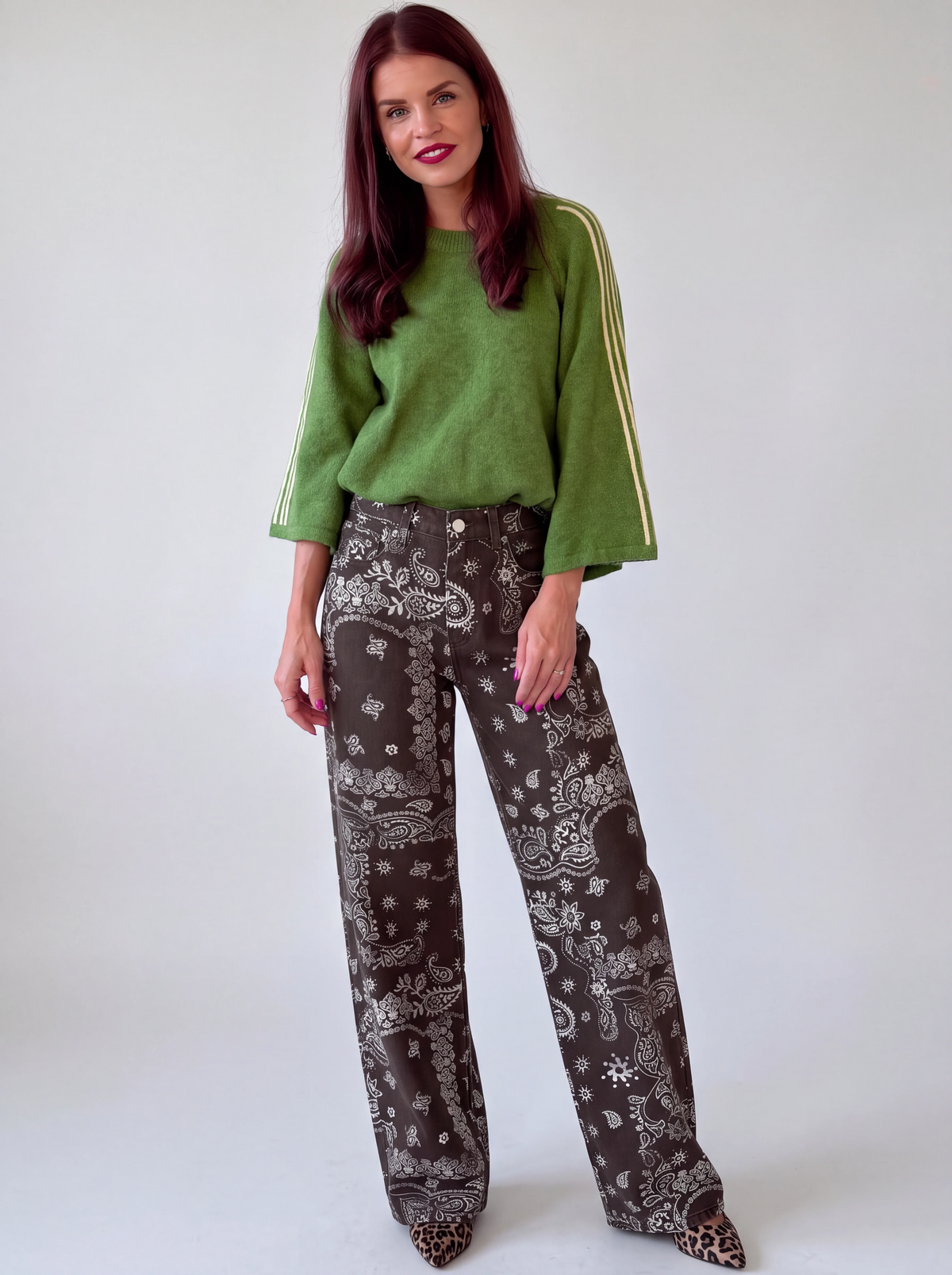 MEES PAISLEY BARREL JEANS - BROWN