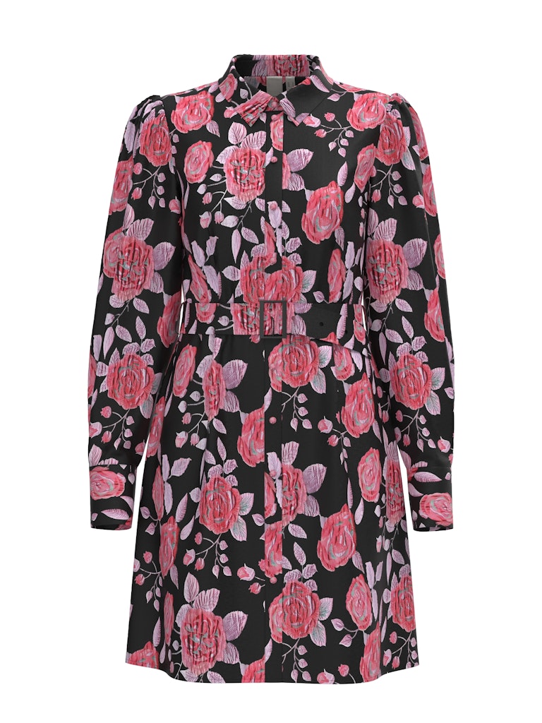 Y.A.S | KARI LS JACQUARD DRESS - BLACK