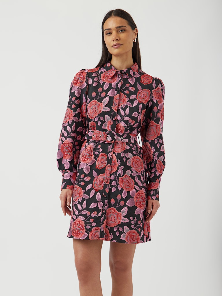 Y.A.S | KARI LS JACQUARD DRESS - BLACK