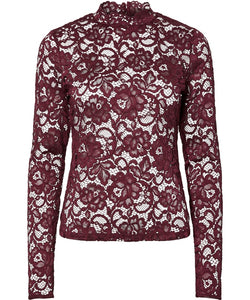 Y.A.S | LACEY LS LACE TOP - PORT ROYALE