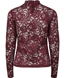Y.A.S | LACEY LS LACE TOP - PORT ROYALE
