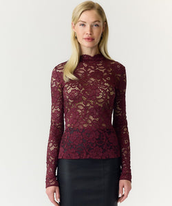 Y.A.S | LACEY LS LACE TOP - PORT ROYALE
