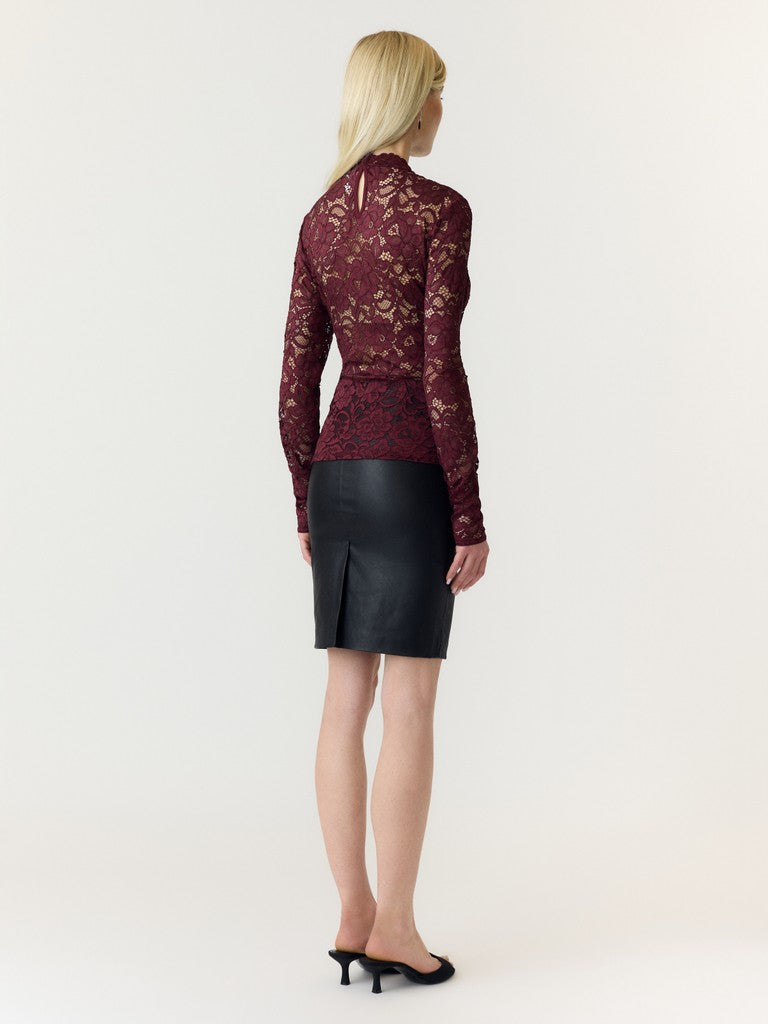 Y.A.S | LACEY LS LACE TOP - PORT ROYALE