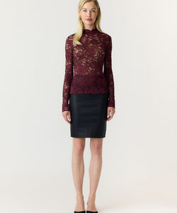 Y.A.S | LACEY LS LACE TOP - PORT ROYALE