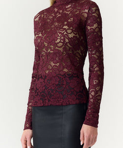 Y.A.S | LACEY LS LACE TOP - PORT ROYALE