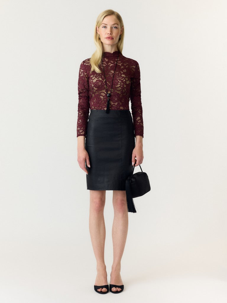 Y.A.S | LACEY LS LACE TOP - PORT ROYALE