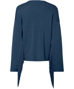 Y.A.S | FRINGA LS O-NECK KNINT PULLOVER - SARGASSO SEA