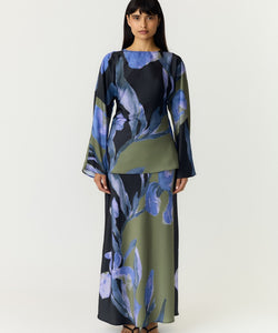 YAS | PELLA HW MAXI SKIRT - BLACK ETIRA PRINT
