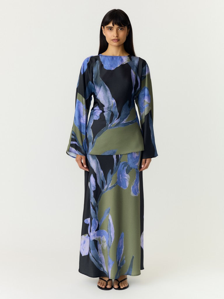 YAS | PELLA HW MAXI SKIRT - BLACK ETIRA PRINT