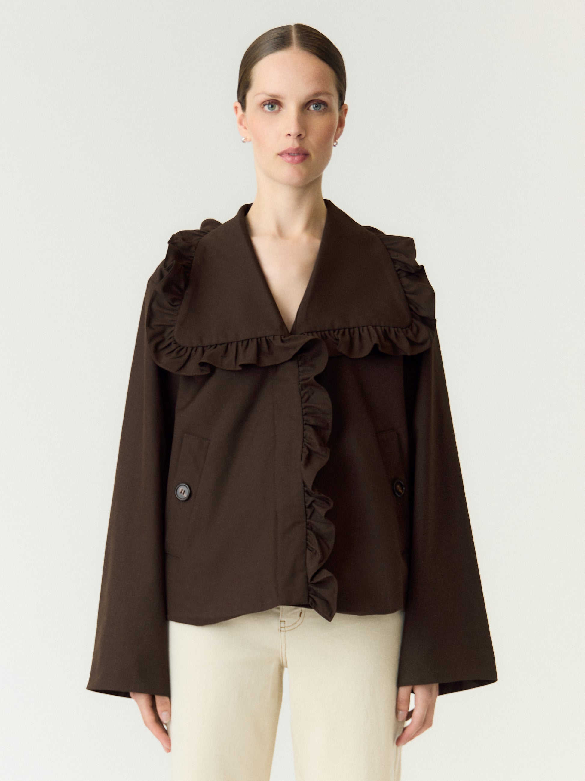 YAS | ELSIA LS SHORT TRENCHCOAT - COFFEE BEAN