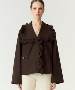YAS | ELSIA LS SHORT TRENCHCOAT - COFFEE BEAN