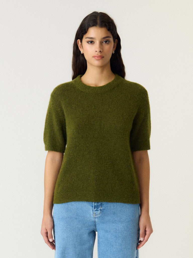 YAS | JOHI SS WOOL BLEND PULLOVER - FIR GREEN