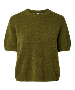 YAS | JOHI SS WOOL BLEND PULLOVER - FIR GREEN