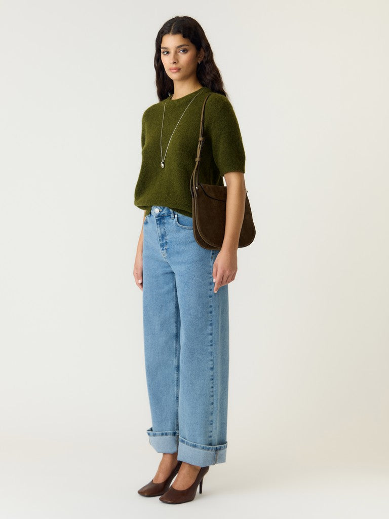 YAS | JOHI SS WOOL BLEND PULLOVER - FIR GREEN