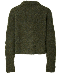 YAS | PLYRA LS KNIT ZIP CARDIGAN - CHIVE GREEN