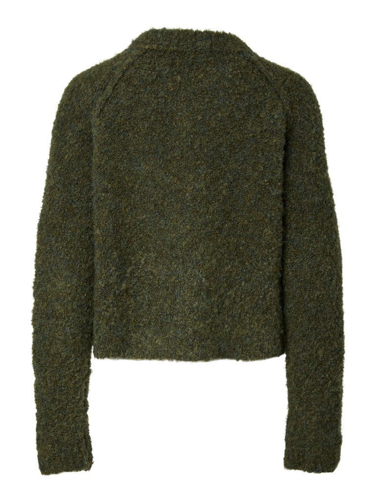 YAS | PLYRA LS KNIT ZIP CARDIGAN - CHIVE GREEN