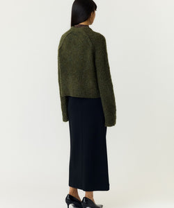 YAS | PLYRA LS KNIT ZIP CARDIGAN - CHIVE GREEN