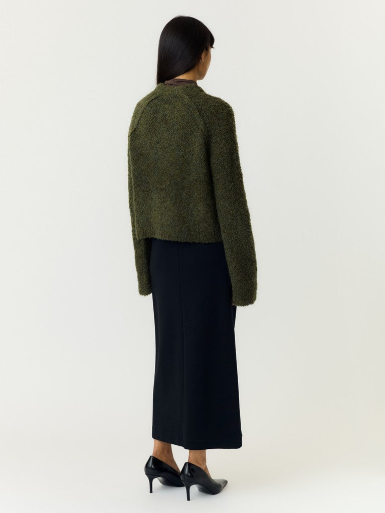 YAS | PLYRA LS KNIT ZIP CARDIGAN - CHIVE GREEN