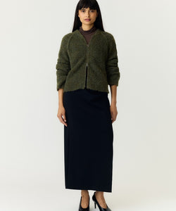 YAS | PLYRA LS KNIT ZIP CARDIGAN - CHIVE GREEN