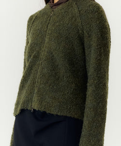 YAS | PLYRA LS KNIT ZIP CARDIGAN - CHIVE GREEN