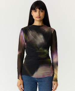 YAS | SHAMA LS MESH TOP - BLACK