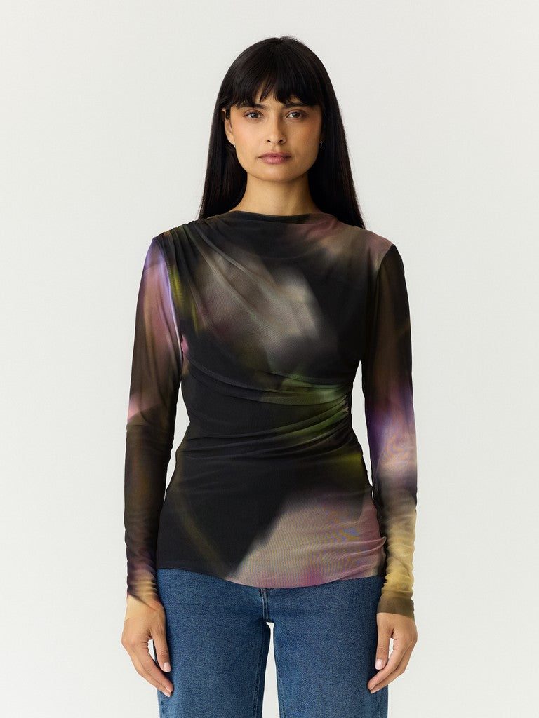 YAS | SHAMA LS MESH TOP - BLACK