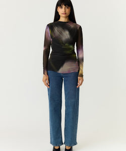 YAS | SHAMA LS MESH TOP - BLACK