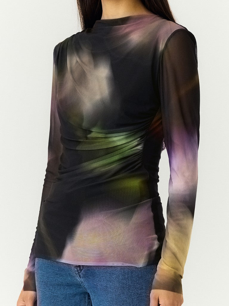 YAS | SHAMA LS MESH TOP - BLACK