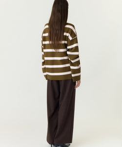 YAS | ISABELL LS POLO KNIT PULLOVER - FIR GREEN