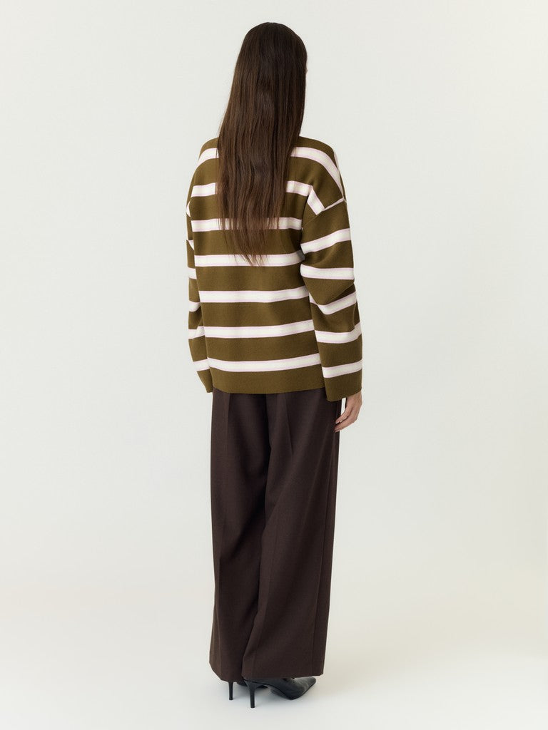 YAS | ISABELL LS POLO KNIT PULLOVER - FIR GREEN